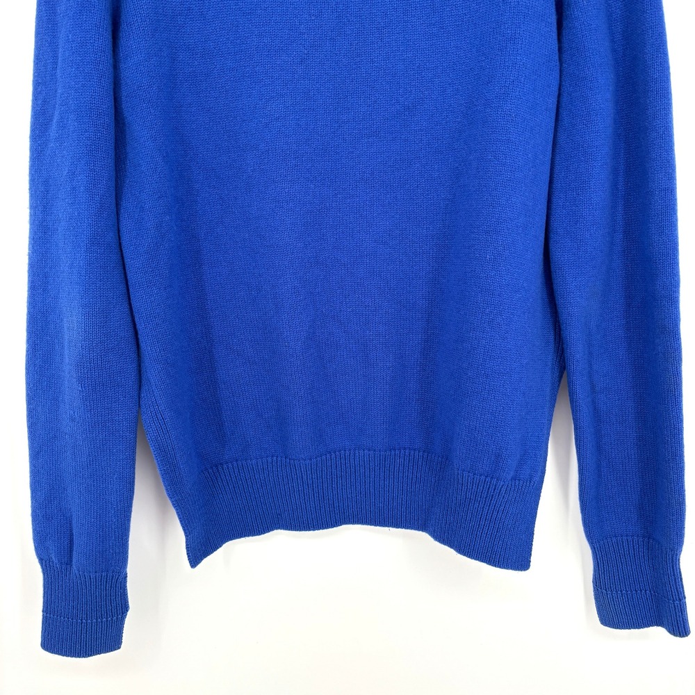 Celine Cashmere Crewneck Knit Sweater Blue Triomphe Logo Embroidered Pullover M - Picture 14 of 16